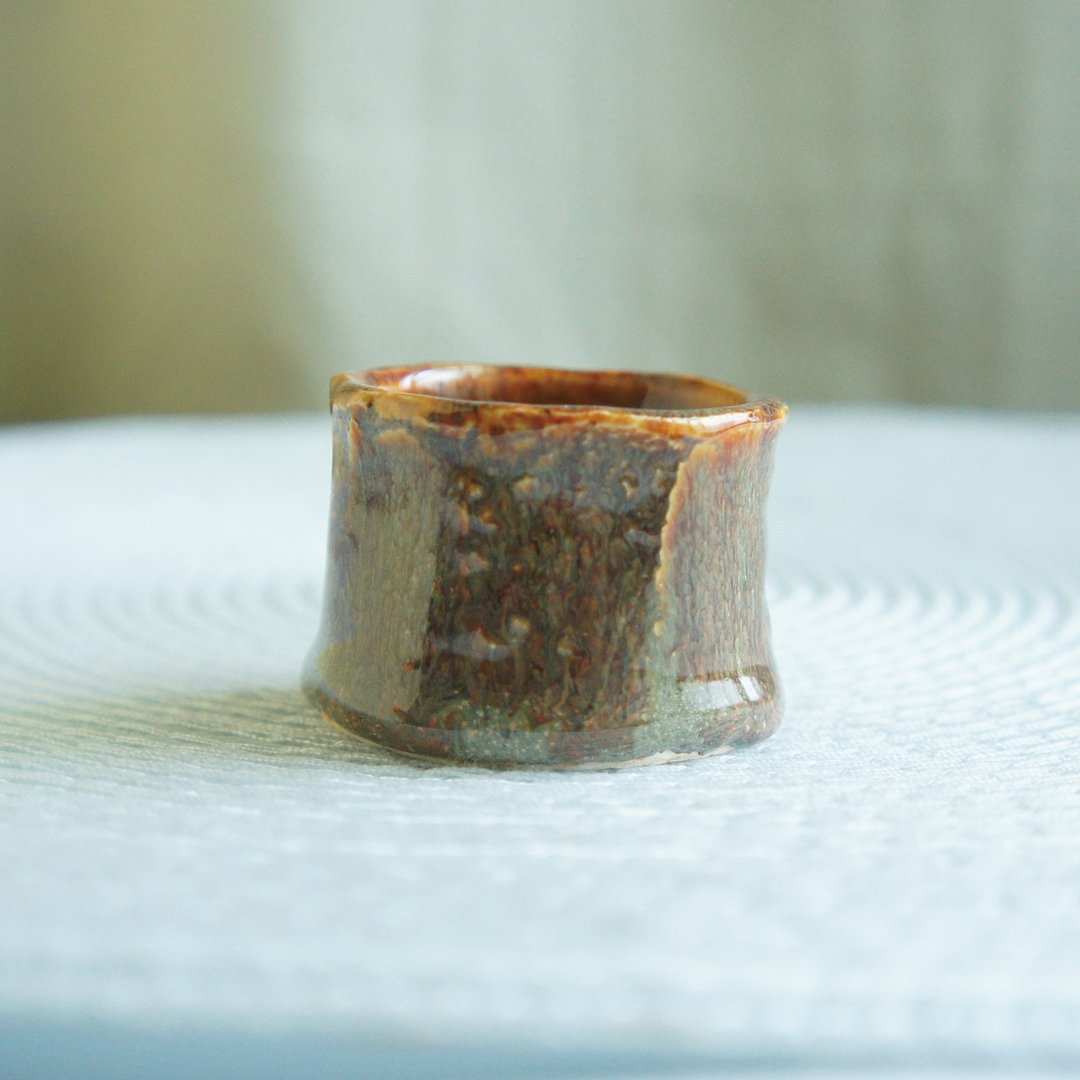 Lovely日本瓷土【橘圆小盆、饰品皿、橘咖】 - 花瓶/陶器 - 陶 橘色