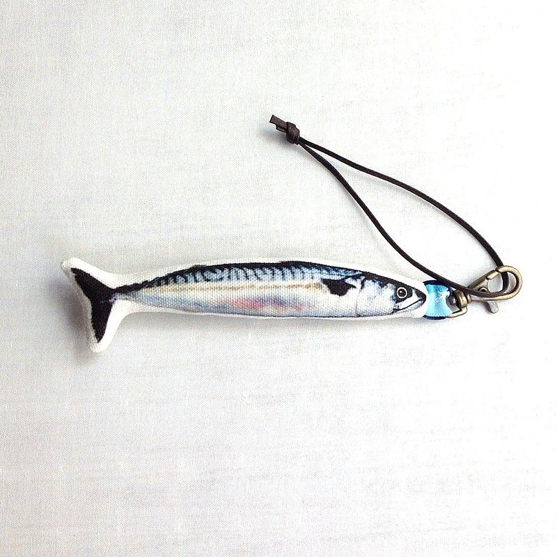 设计款MK159 - 【纯棉帆布】青花鱼小吊饰 - 吊饰 - 棉．麻 白色
