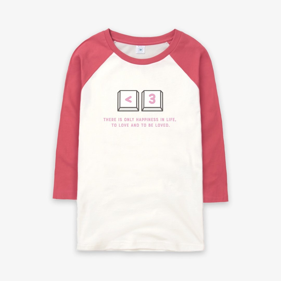 LOVE (pink)  - 中性版七分袖T-shirt - 中性连帽卫衣/T 恤 - 棉 多色