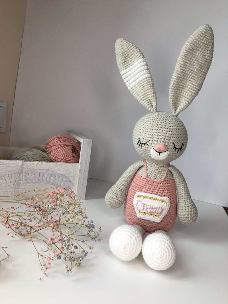 bunny toy, gray bunny plush, dusty rose toy, baby first toy, newborn gift - 玩具/玩偶 - 其他材质 粉红色
