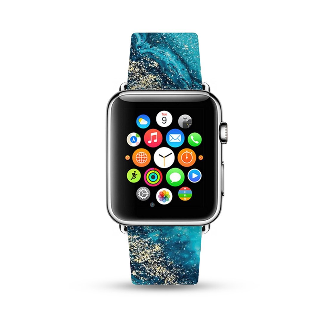 海洋蓝海洋玛瑙 Apple Watch 真皮手表带 38 40 42 44 mm -310 - 表带 - 真皮 蓝色