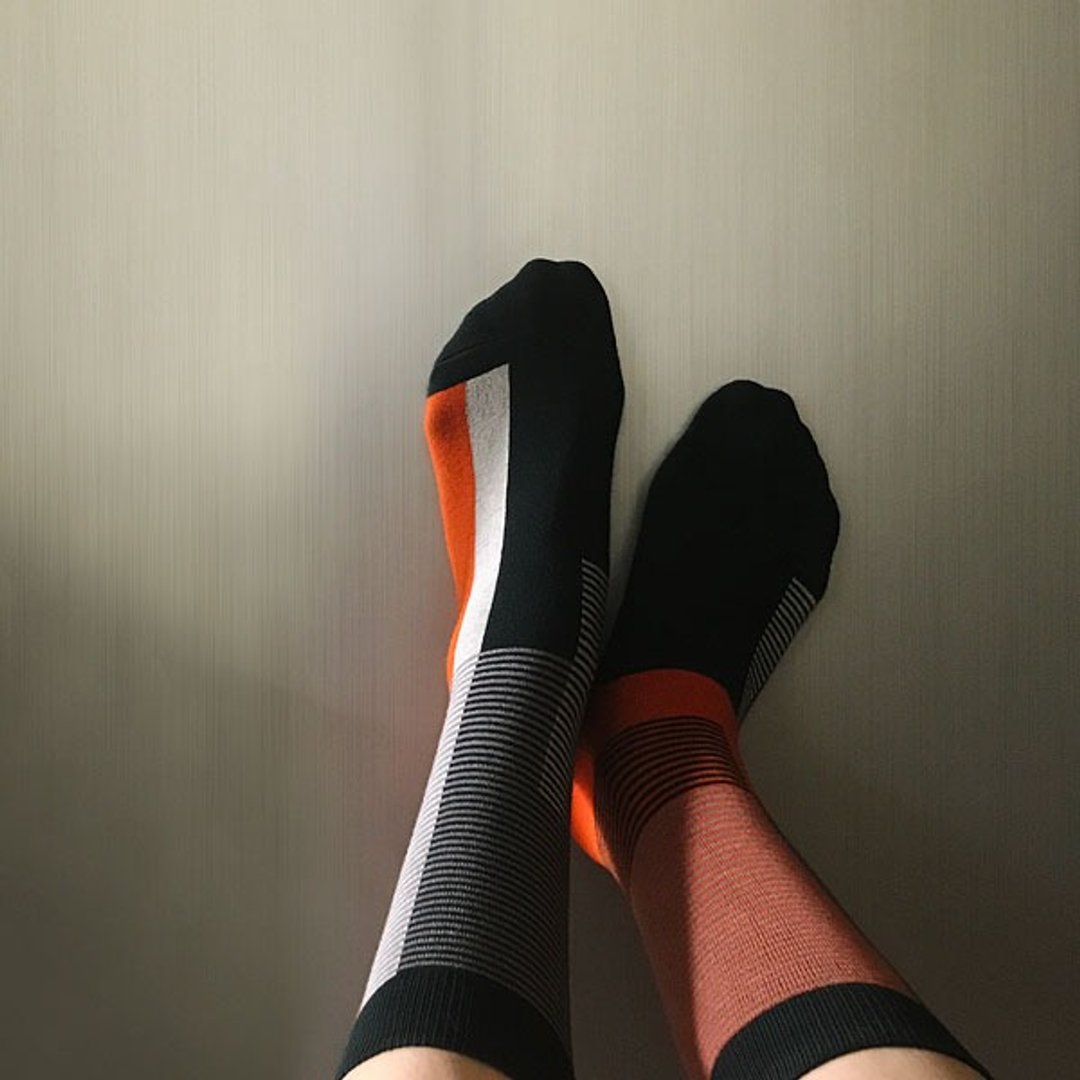 socks_carrot orange / irregular / socks / stripes / orange - 袜子 - 棉 橘色