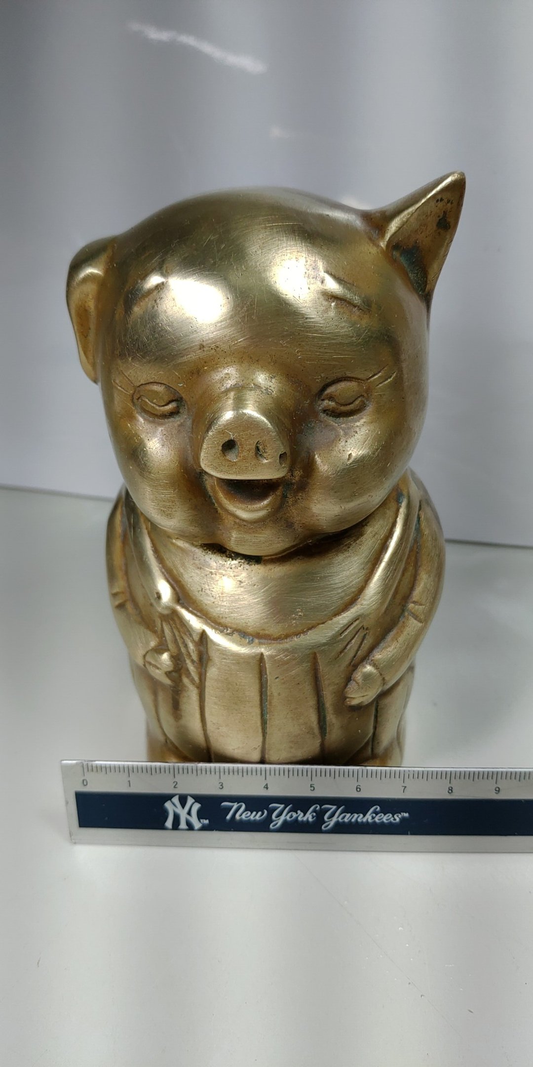 早期收藏工业风_老铜猪小弟扑满_存钱筒纸镇摆饰 - 储蓄罐 - 铜/黄铜 