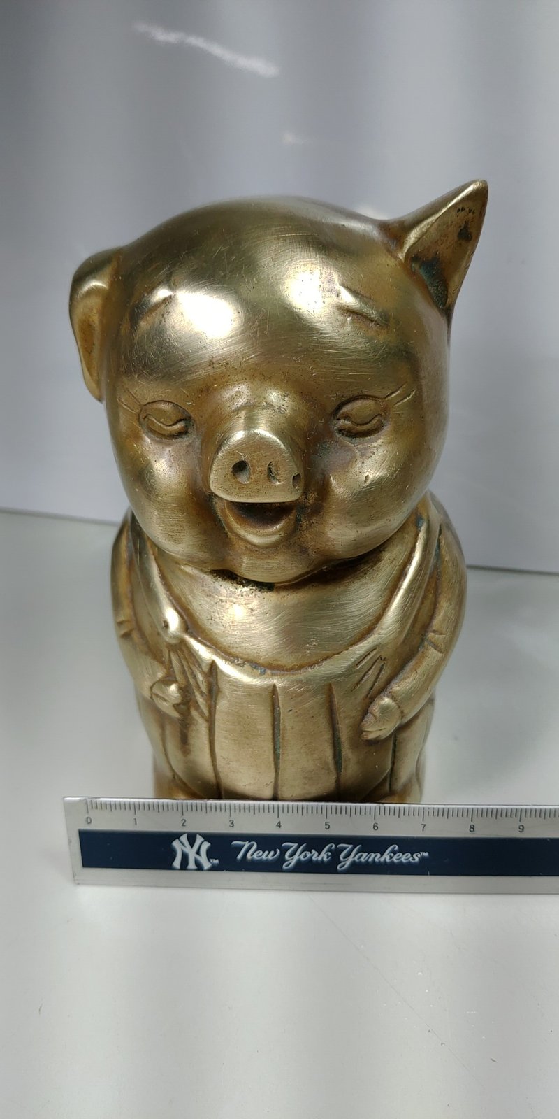 早期收藏工业风_老铜猪小弟扑满_存钱筒纸镇摆饰 - 储蓄罐 - 铜/黄铜 