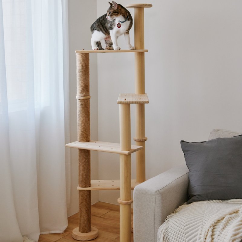 【M005S】MiCHA 梦工房 - 乐高概念猫跳台 - 幸福三角特别版 - 玩具 - 木头 金色