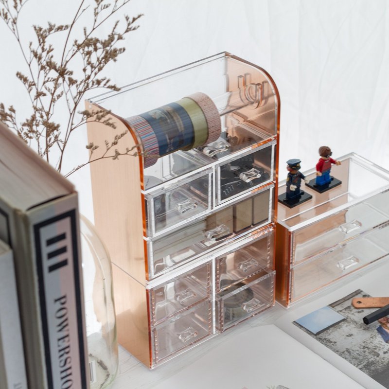 玫瑰金 手帐纸胶带收纳组  文具收纳抽屉 生日礼物 - 收纳用品 - 压克力 金色