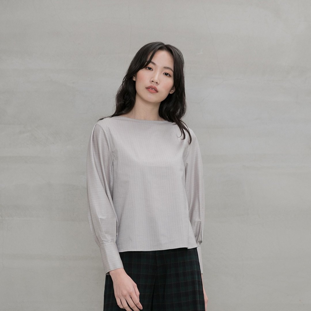 伊丝典雅条纹上衣 Issie Classic Stripe Blouse T314 - 女装上衣 - 聚酯纤维 黑色
