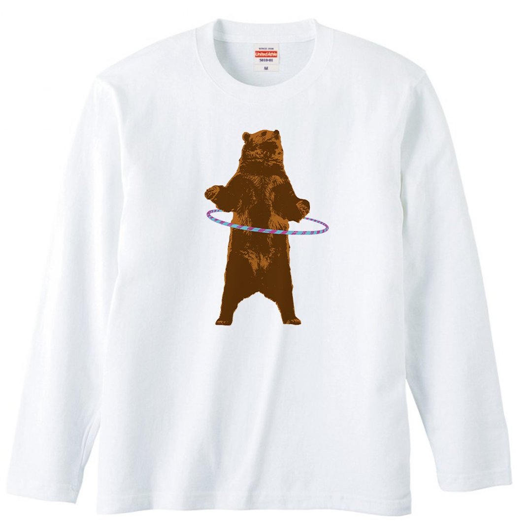Long sleeve t-shirt / Bear and ring - 男装上衣/T 恤 - 棉 白色