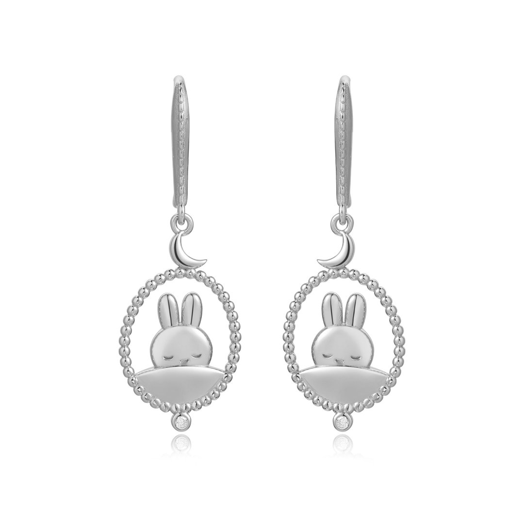 【Pinkoi x miffy】 Miffy 在睡觉纯银耳环 银色 - 耳环/耳夹 - 纯银 银色