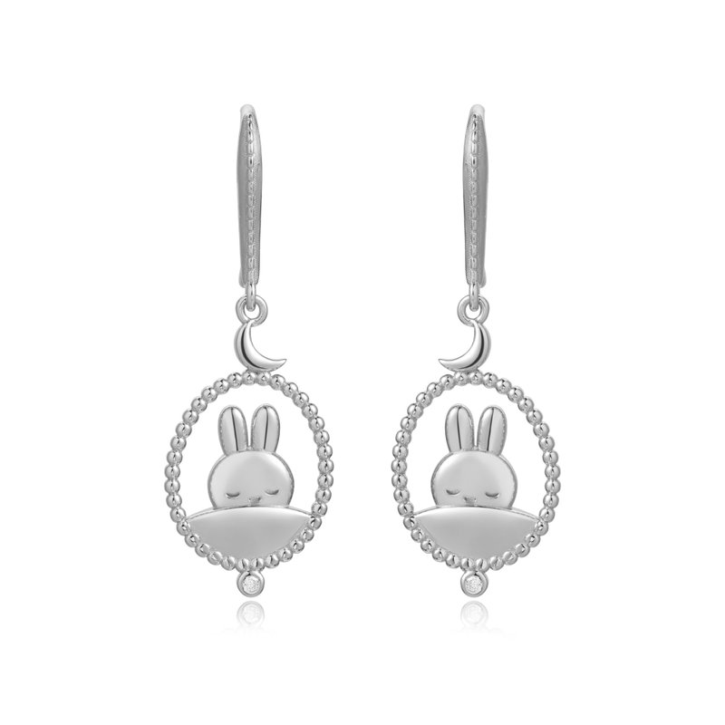 【Pinkoi x miffy】 Miffy 在睡觉纯银耳环 银色 - 耳环/耳夹 - 纯银 银色