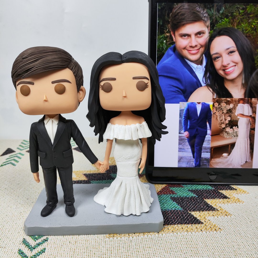 纯手工定制美国Funko Pop 自画像公仔情侣父母夫妻结婚周年礼物 - 玩偶/公仔 - 粘土 多色