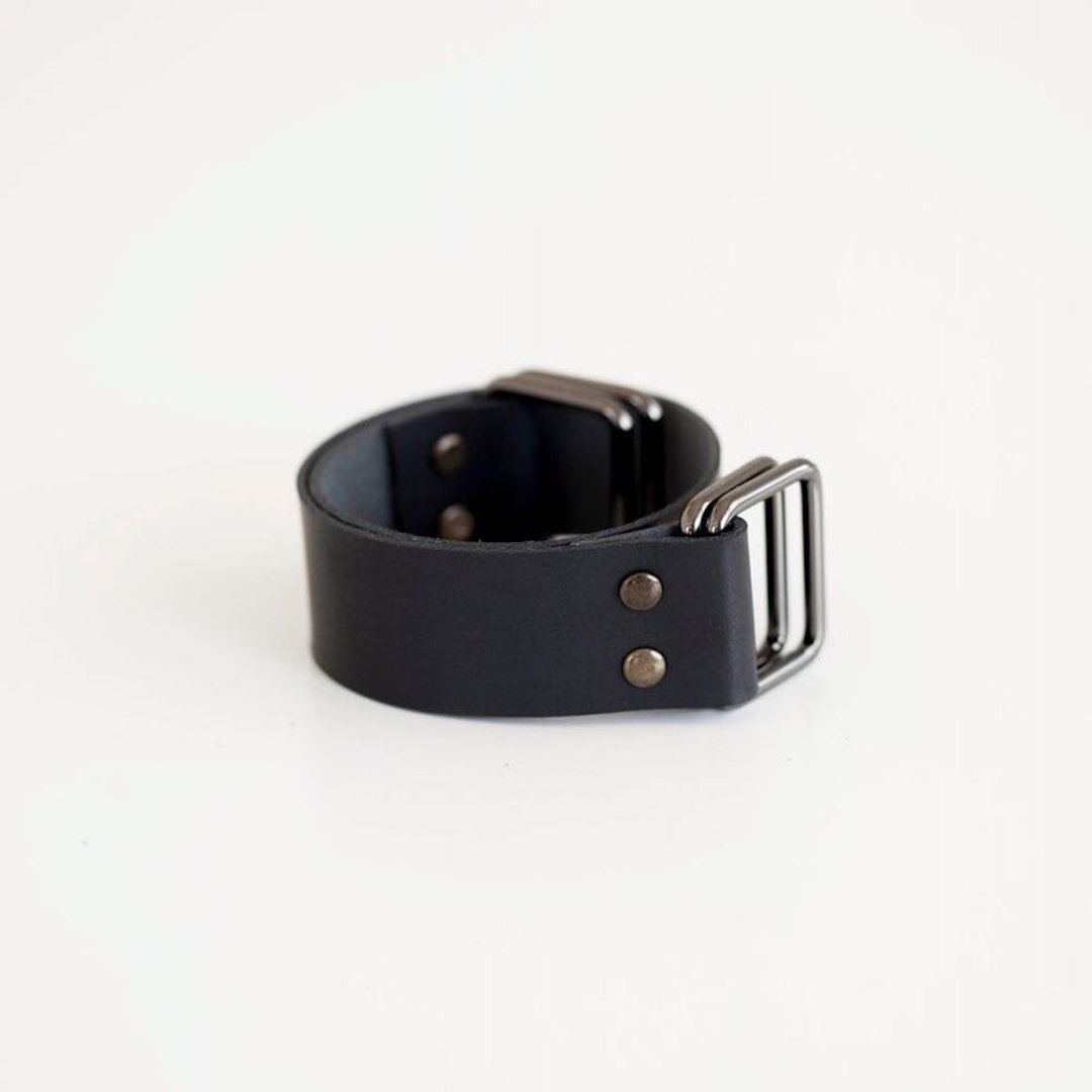 Leather carry strap for furoshiki bag (black) - 侧背包/斜挎包 - 真皮 黑色