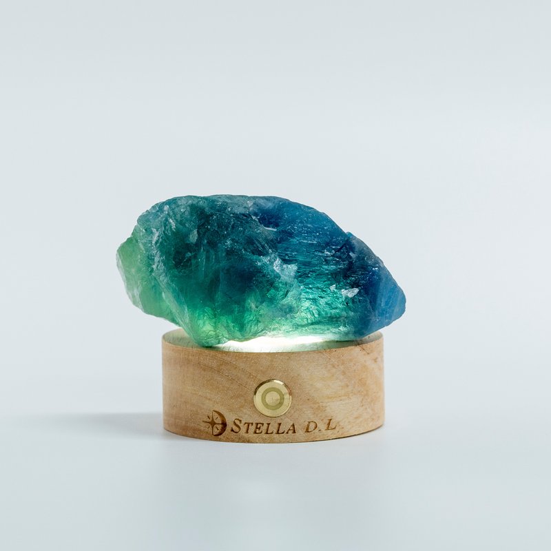 蓝绿萤石水晶原矿 赠LED原木灯座 D36901-SN9804 - 其他 - 水晶 蓝色