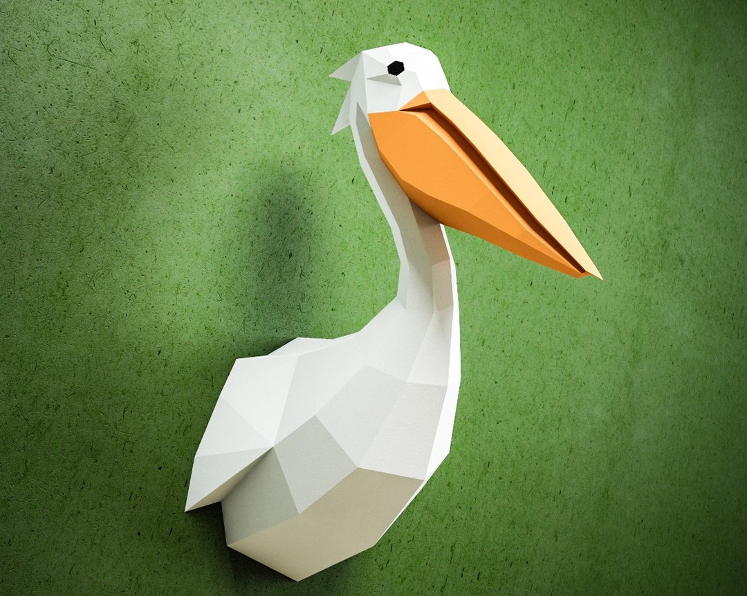 DIY Paper Pelican 3D, Papercraft sculpture, Paper craft model, DIGITAL TEMPLATE - 手工艺教程/工具书 - 其他材质 