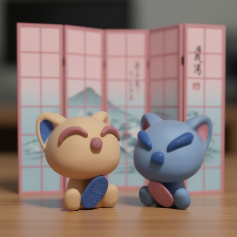 【えんぎ猫】祈愿摆件0801-0806 - 摆饰 - 其他材质 粉红色