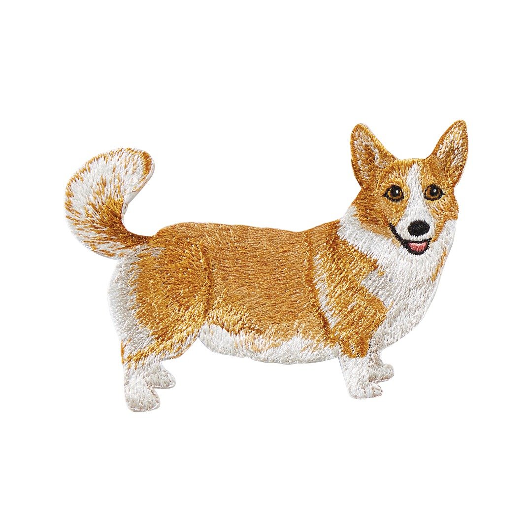 Emjour 犬系列 刺绣熨烫贴 - 柯基 - 其他 - 绣线 橘色