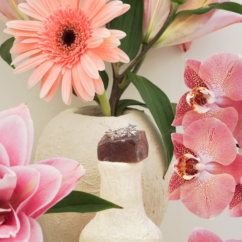 简约花园戒指 - 戒指 - 半宝石 银色