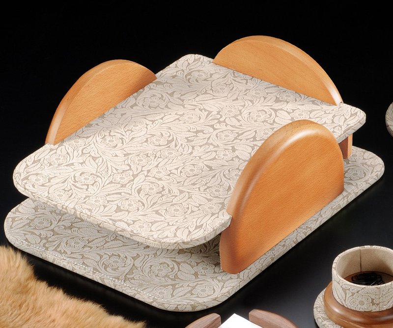 【BESTAR】巴拉克花纹双层公文盒 - 文件夹/资料夹 - 木头 黄色