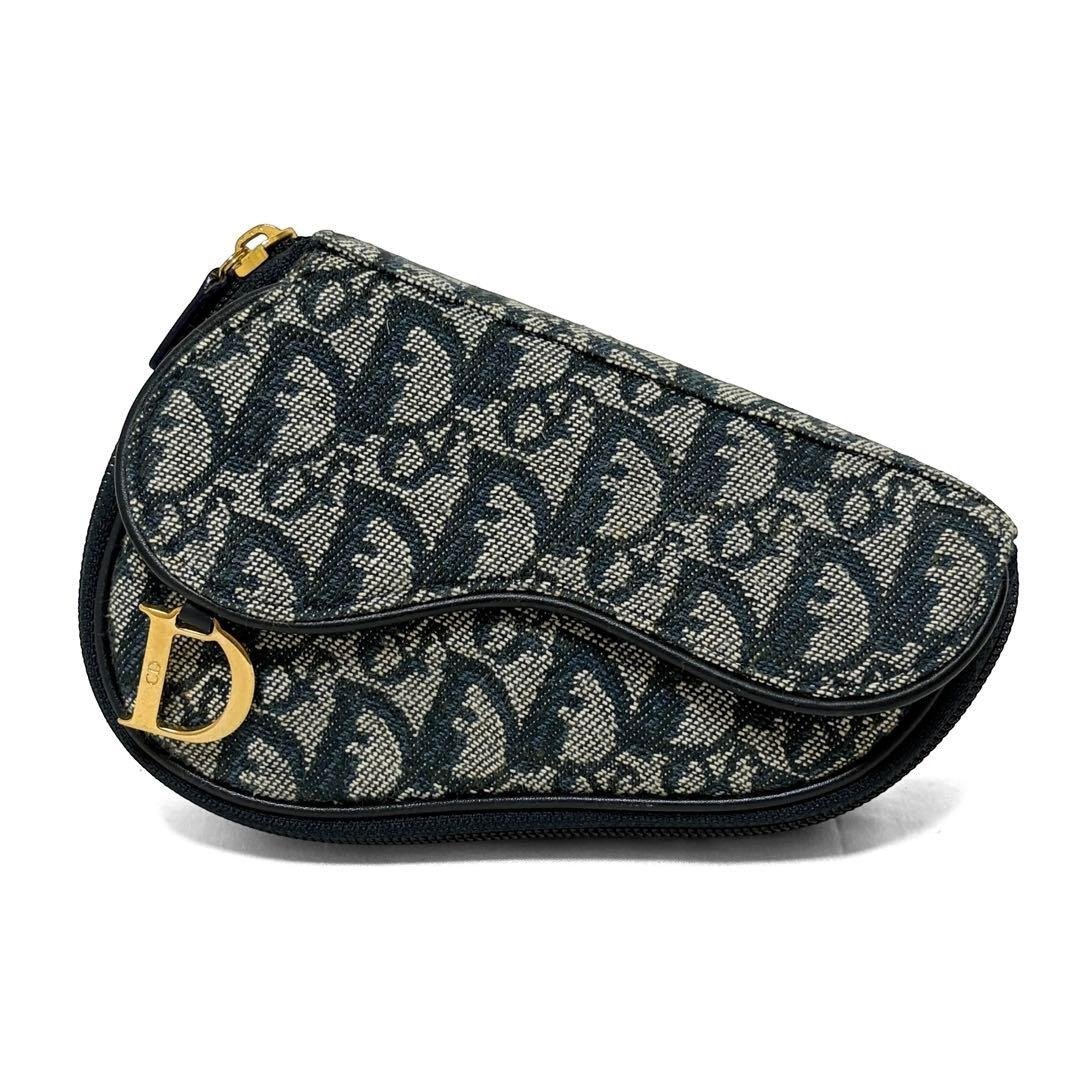 正品 Christian Dior 克里斯汀·迪奥 马鞍包 小包 Monogram 帆布 蓝色 日本直送 - 化妆包/杂物包 - 其他材质 