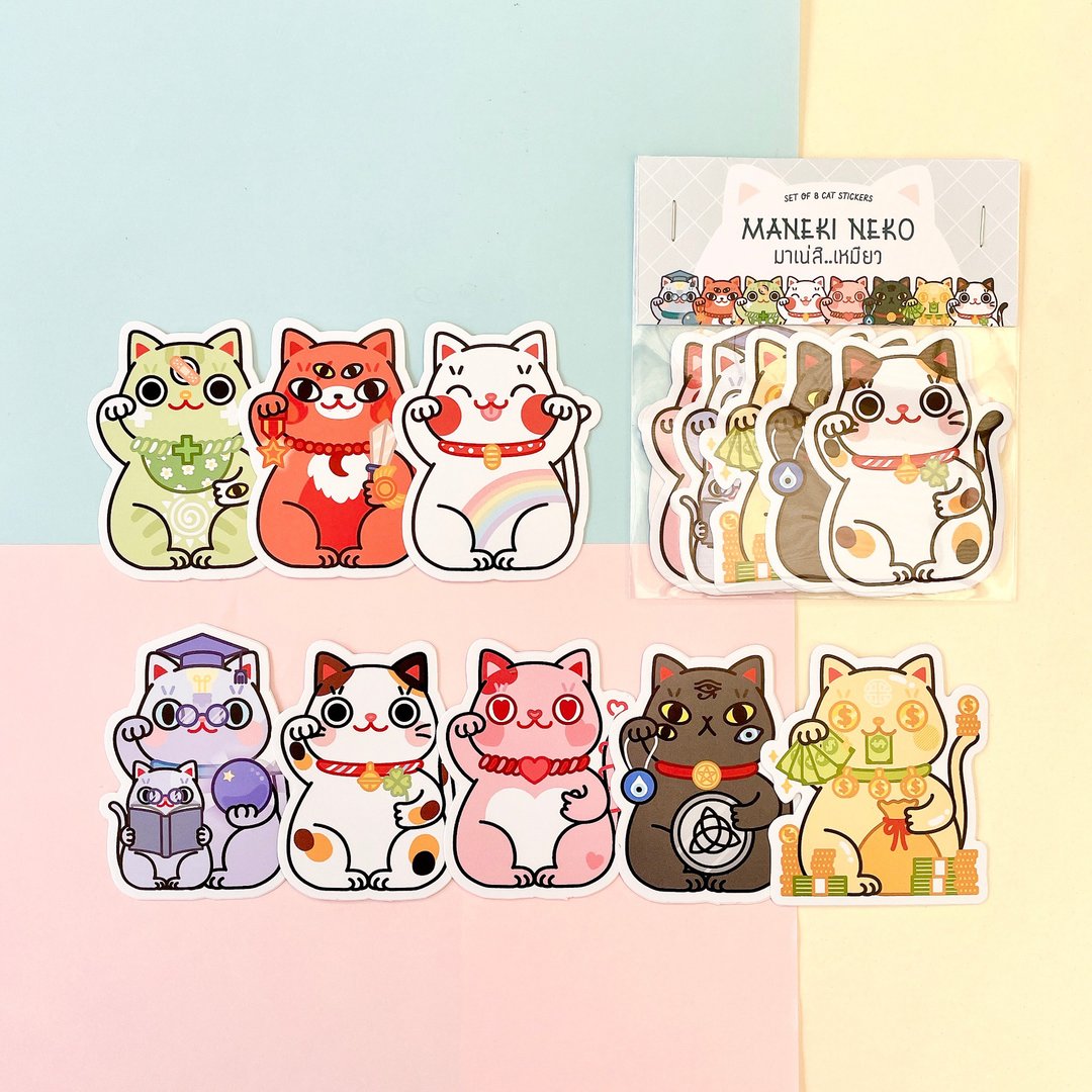 招财猫贴纸包 | Maneki Neko - 贴纸 - 纸 多色