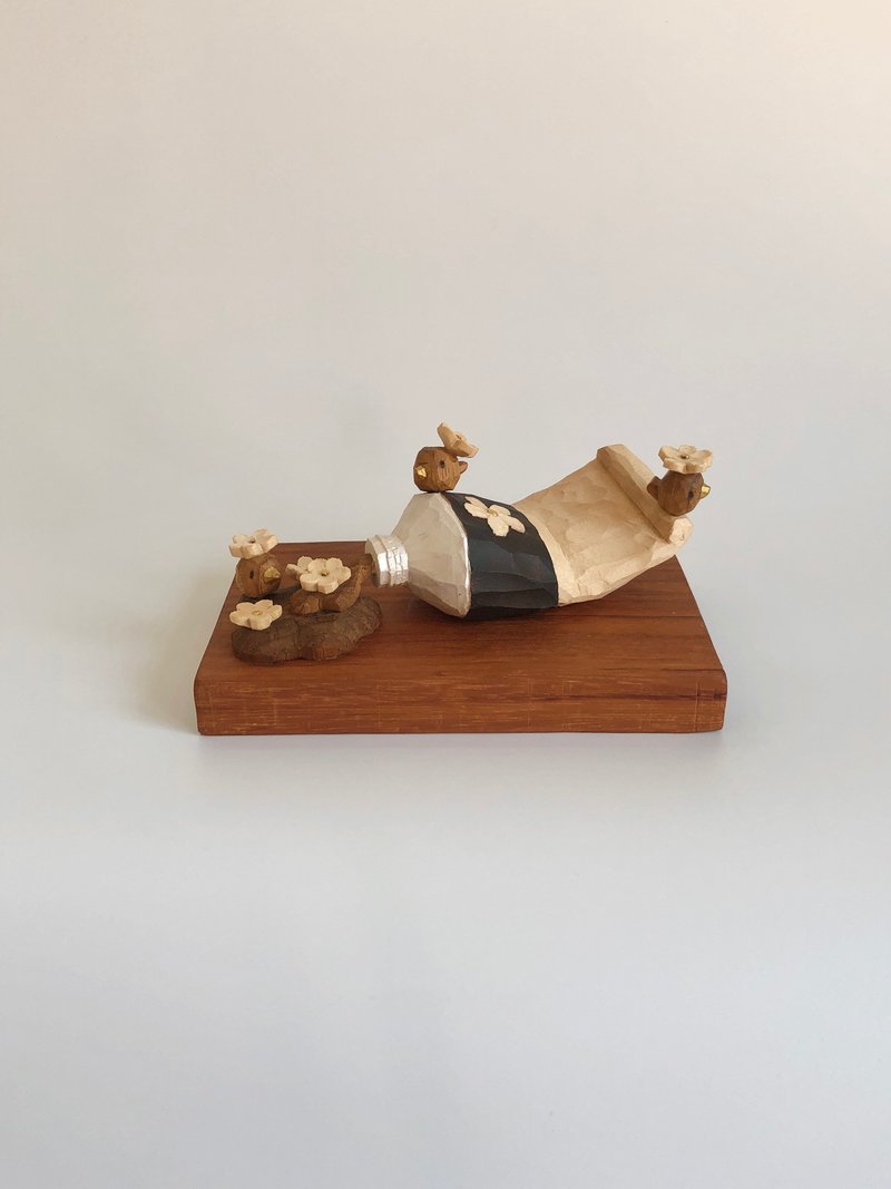 花色调色管、木雕、手工制品 - 摆饰 - 木头 咖啡色