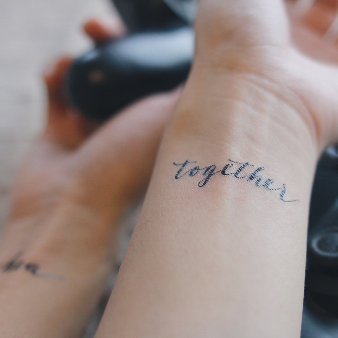 cottontatt together 手写书法 纹身贴纸 - 纹身贴 - 其他材质 黑色