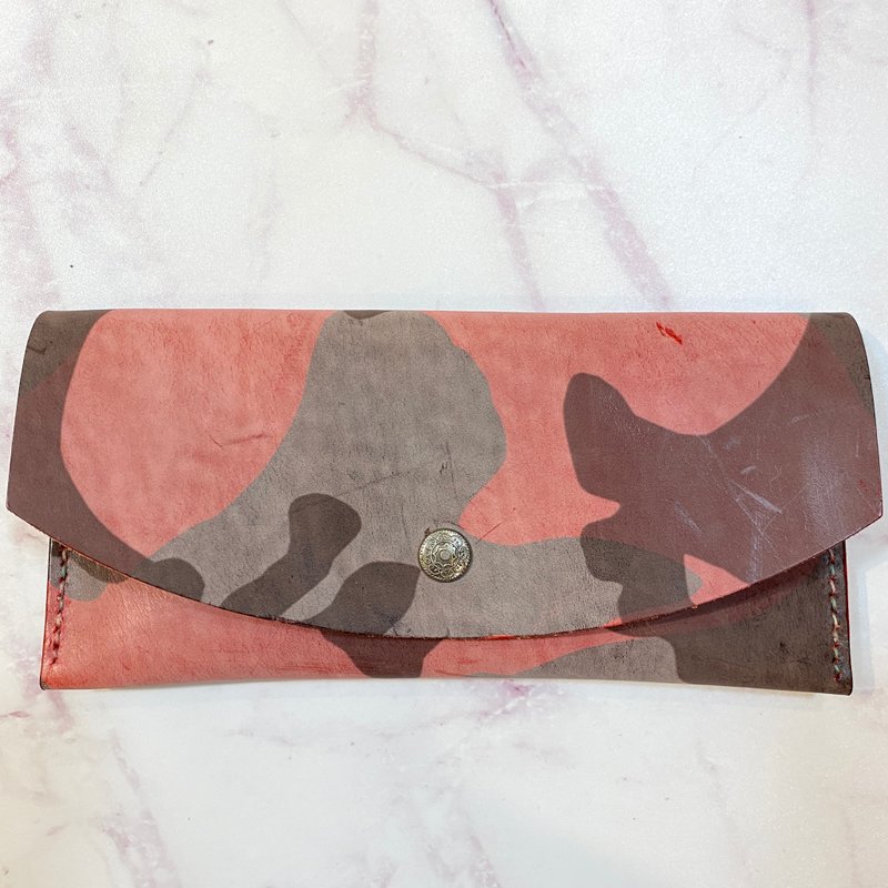 意大利雾蜡迷彩薄薄轻便无印简约长夹-俏丽粉 - 皮夹/钱包 - 真皮 粉红色