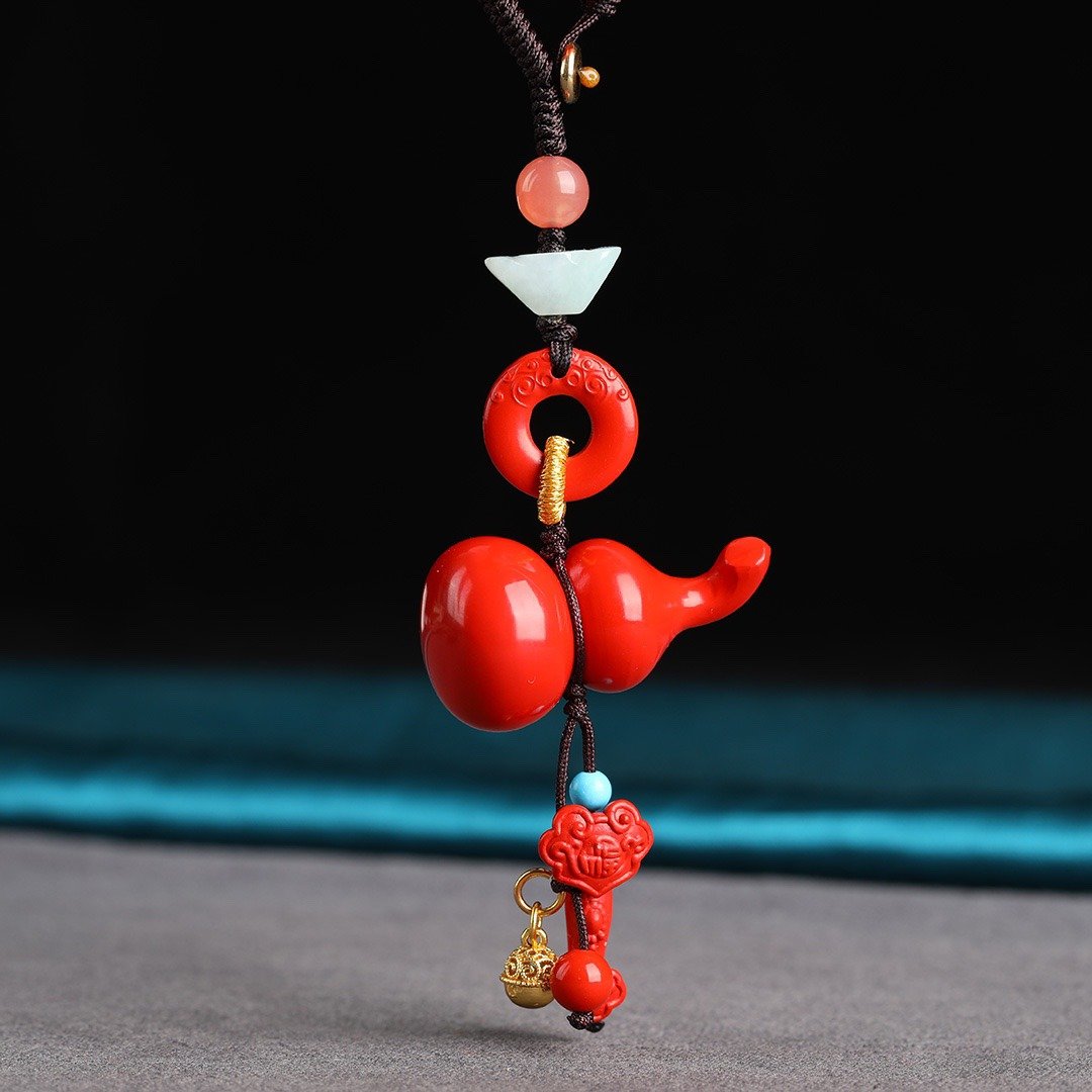 天然原矿朱砂精品红砂葫芦 福禄包挂  钥匙挂 朱砂含量高达95以上 - 钥匙链/钥匙包 - 宝石 