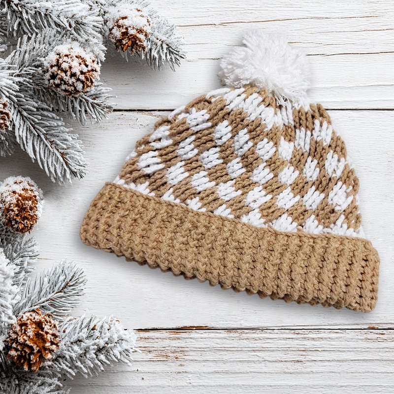 花生格格 手作编织帽 创意毛帽 交换礼物 圣诞礼物 文创设计 冬装 - 帽子 - 棉．麻 卡其色