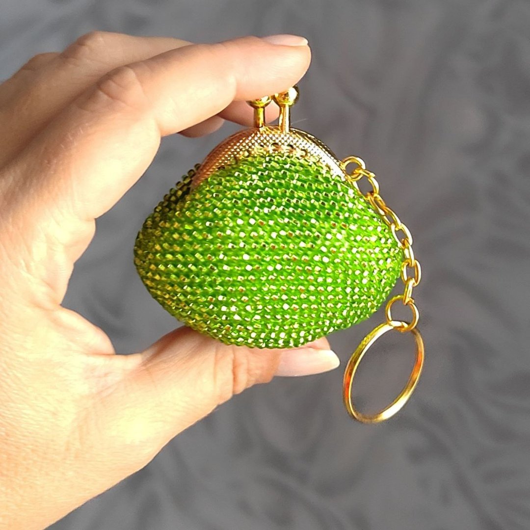 Bead coin purse. The small beaded charm a purse coin box, Beaded crossbody bag - 零钱包 - 其他材质 绿色