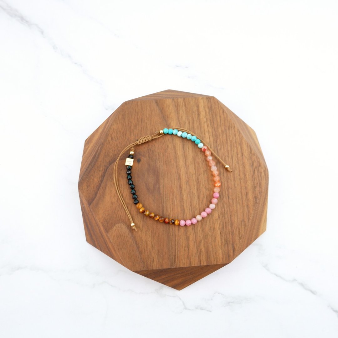 Multi round stone Slider Bracelet For born on Tuesday - 手链/手环 - 石头 多色