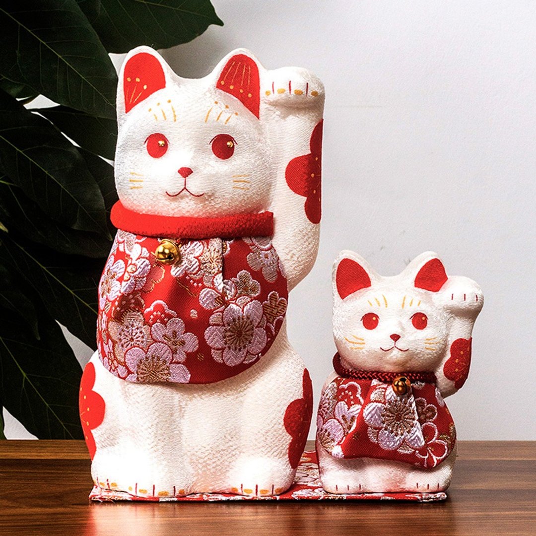 日本进口龙虎作招财猫绢布陶瓷生日礼物结婚开业创意摆件家居饰品 - 摆饰 - 其他材质 