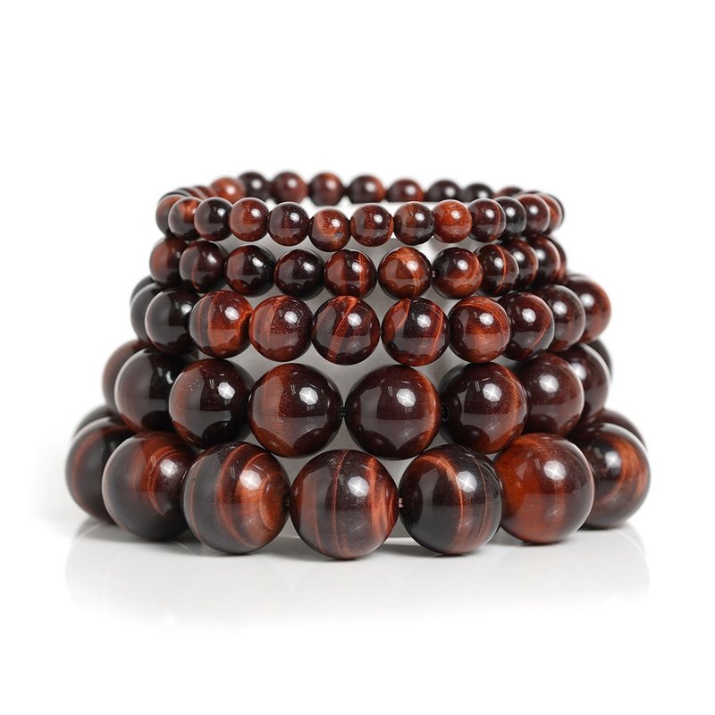 顶级双眼红虎眼手珠 6mm 8mm 10mm 12mm 14mm 16mm - 手链/手环 - 半宝石 红色