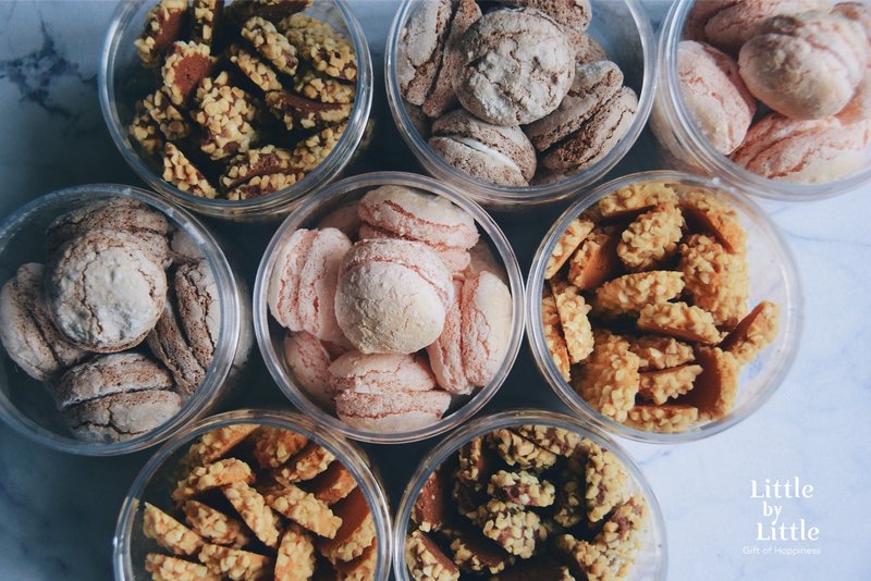 【包邮组】小棉球4入组 (草莓2/可可1/起司1 罐) - 手工饼干 - 新鲜食材 粉红色