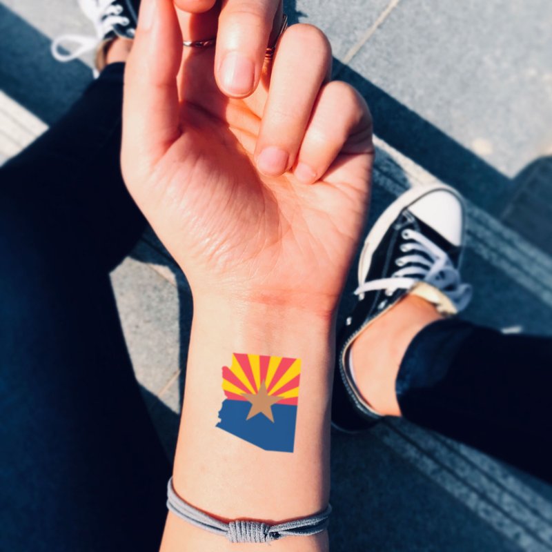 OhMyTat 亚利桑那州旗 Arizona Flag 刺青图案纹身贴纸 (2 张) - 纹身贴 - 纸 多色