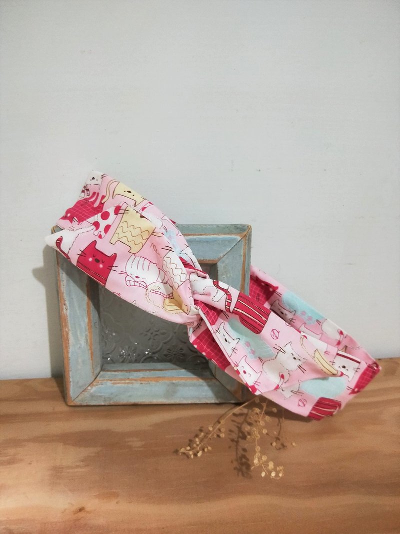 转转发带-猫咪园游会 - 发带/发箍 - 棉．麻 粉红色