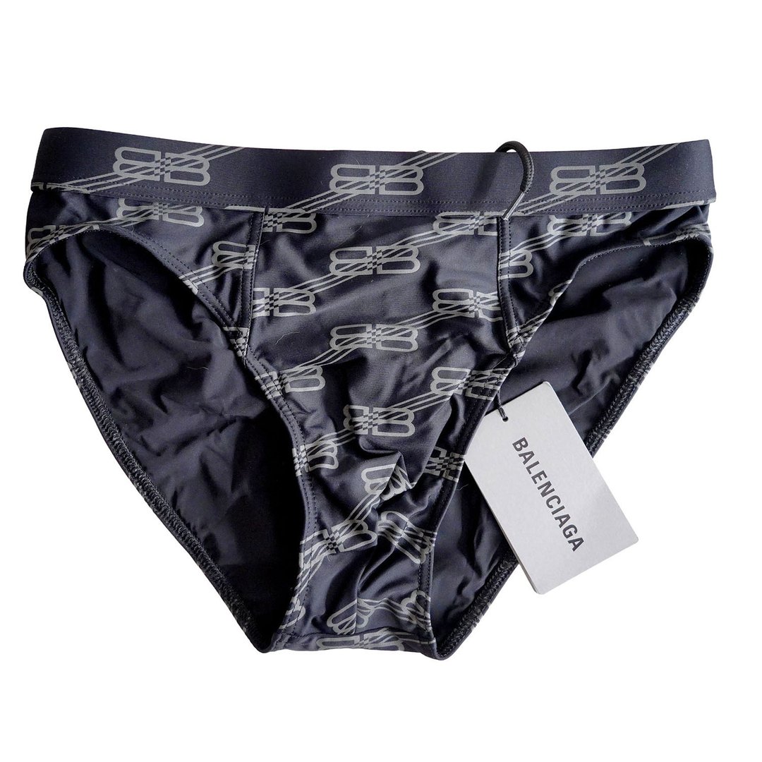 Maillot de Bain Triangle Monogram Gris-Noir Balenciaga - 男装泳裤 - 聚酯纤维 黑色