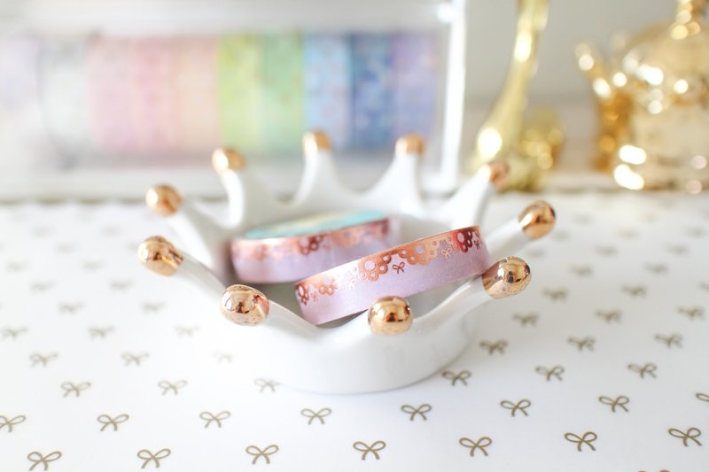 烫金纸胶带 －蕾丝烫金小蝴蝶结 - 纸胶带 - 纸 多色