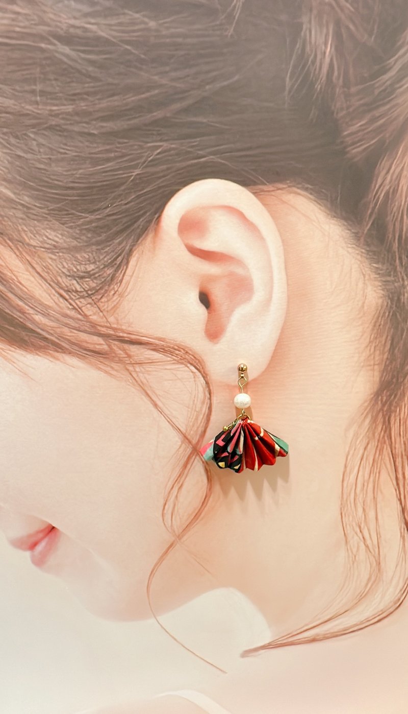 手作折纸系列~纸扇 - 耳环/耳夹 - 纸 多色