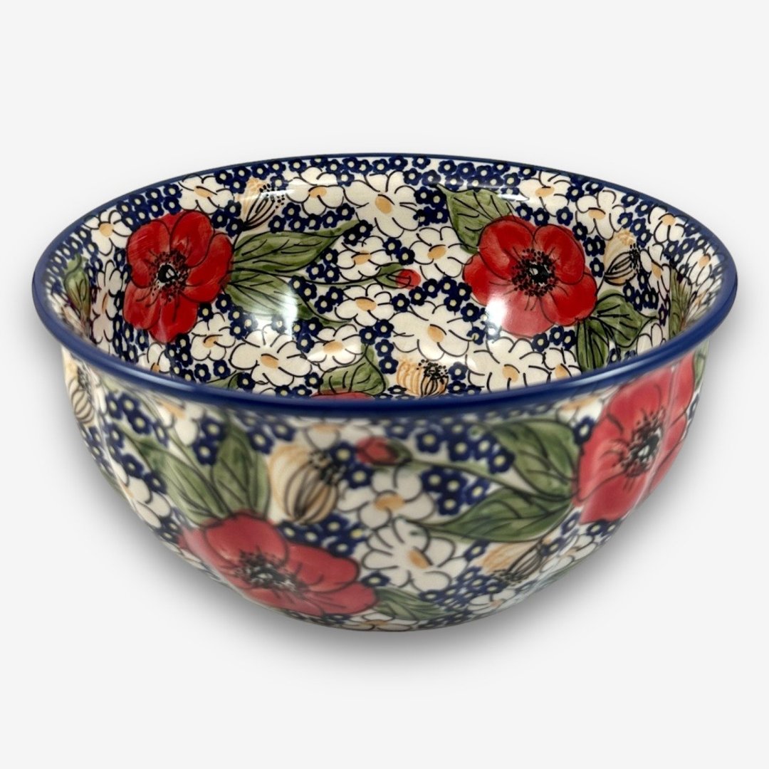 波兰手绘手工陶-大碗 20cm 静谧艳红系列 设计师款 - 碗 - 陶 红色