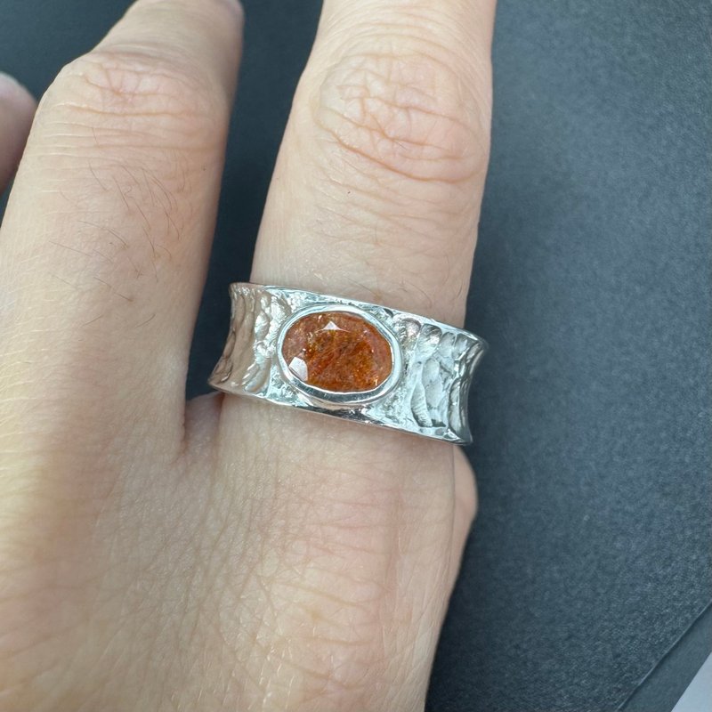 太阳石纯银戒指 - 戒指 - 纯银 透明