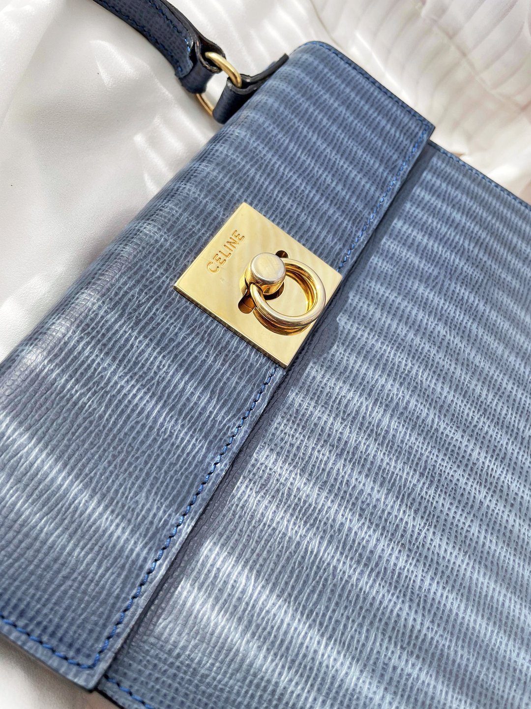 中古包 CELINE 稀有灰蓝 KELLY包单肩包斜背包斜背包手提包公文包 - 侧背包/斜挎包 - 真皮 蓝色