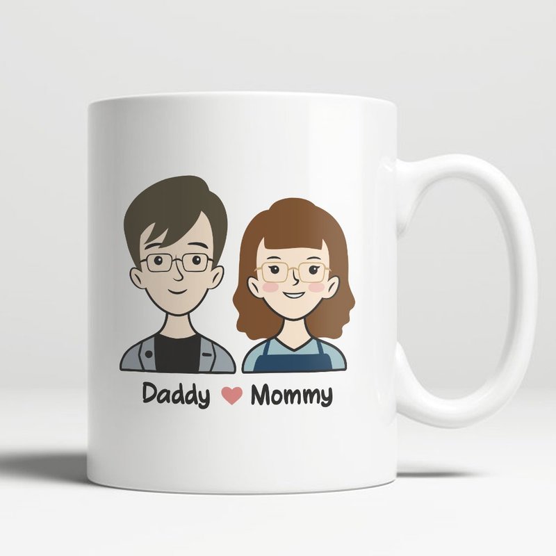 定制人像画 / 平口马克杯 (可爱风) - 订制画像 - 瓷 白色