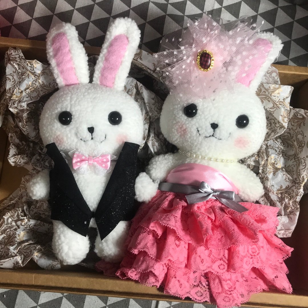 RABBIT LULU结婚兔 草莓口味蛋糕蓬裙 安床娃娃 婚礼摆饰 车头彩 - 摆饰 - 棉 粉红色