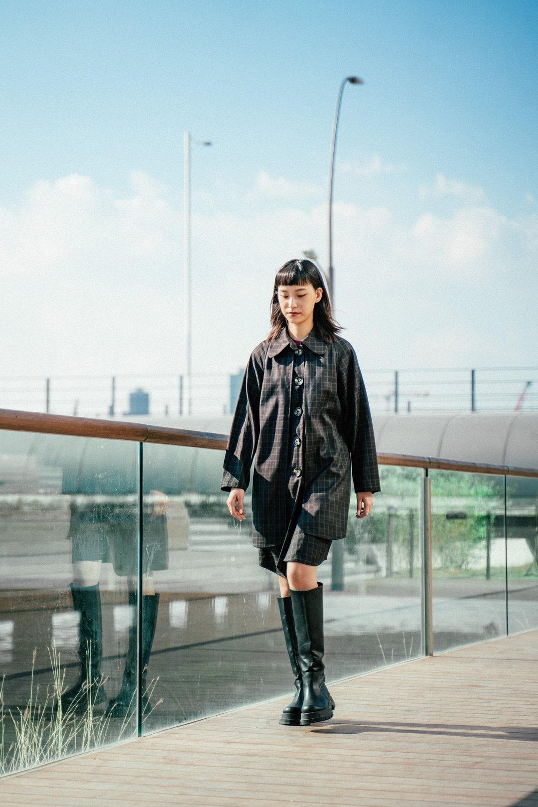 格子外套 Tartan Shirt Jacket - 女装休闲/机能外套 - 棉 咖啡色