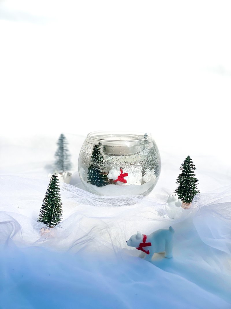 白雪纷飞蜡烛台 | 手工香氛蜡烛 - 蜡烛/烛台 - 蜡 白色