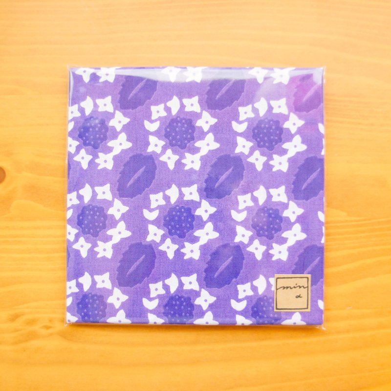 Pattern Tenugui Gaku Hydrangea / Lace cap hydrangea - 手帕/方巾 - 棉 紫色