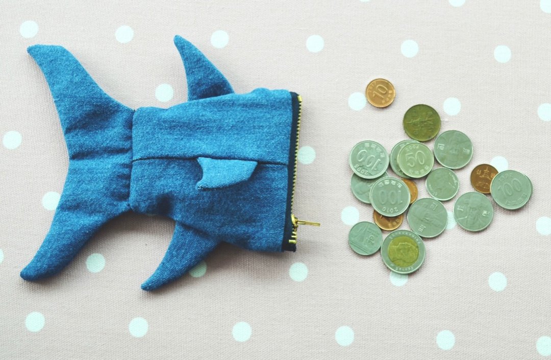 Denim Shark Coin Purse - 皮夹/钱包 - 其他材质 