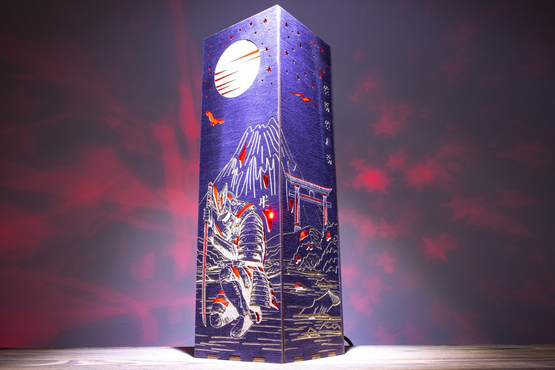 武士木制 LED 夜灯 – 日式武士桌灯，极简禅意装饰 - 灯具/灯饰 - 木头 黑色