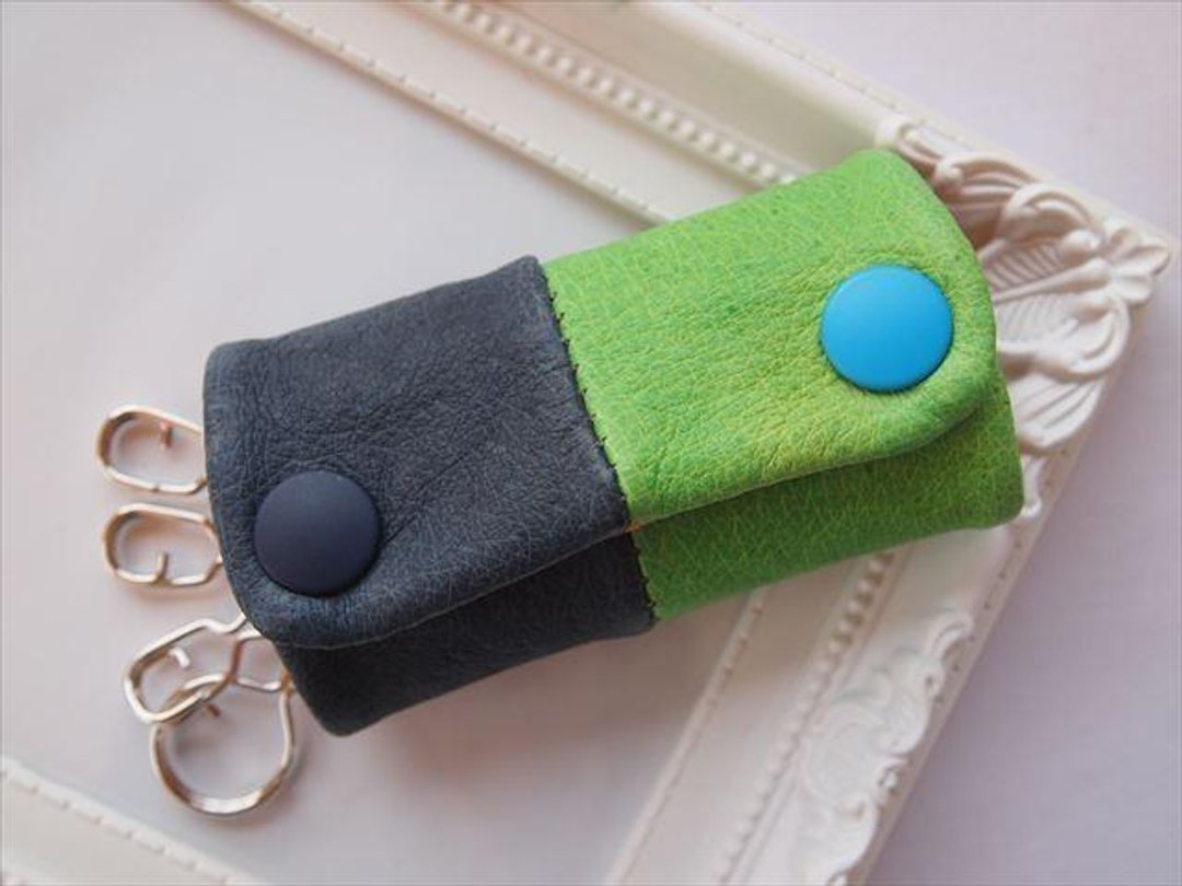 Luxury pig leather soft key case [hand-dyed leather] 1539005 - 钥匙链/钥匙包 - 真皮 绿色